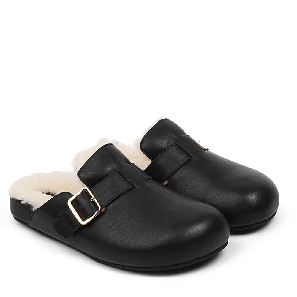 Fur lined best sale leather mules