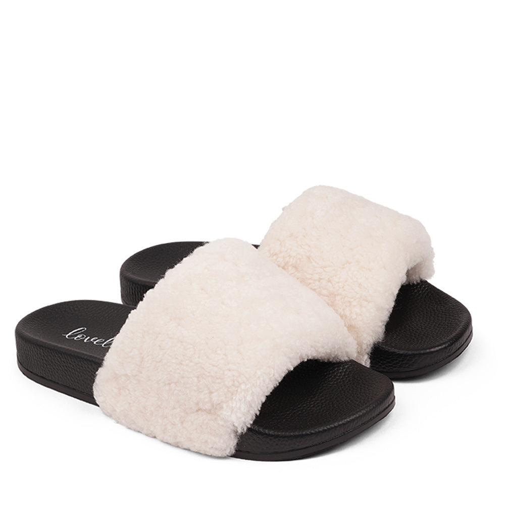 Shearling best sale slides womens