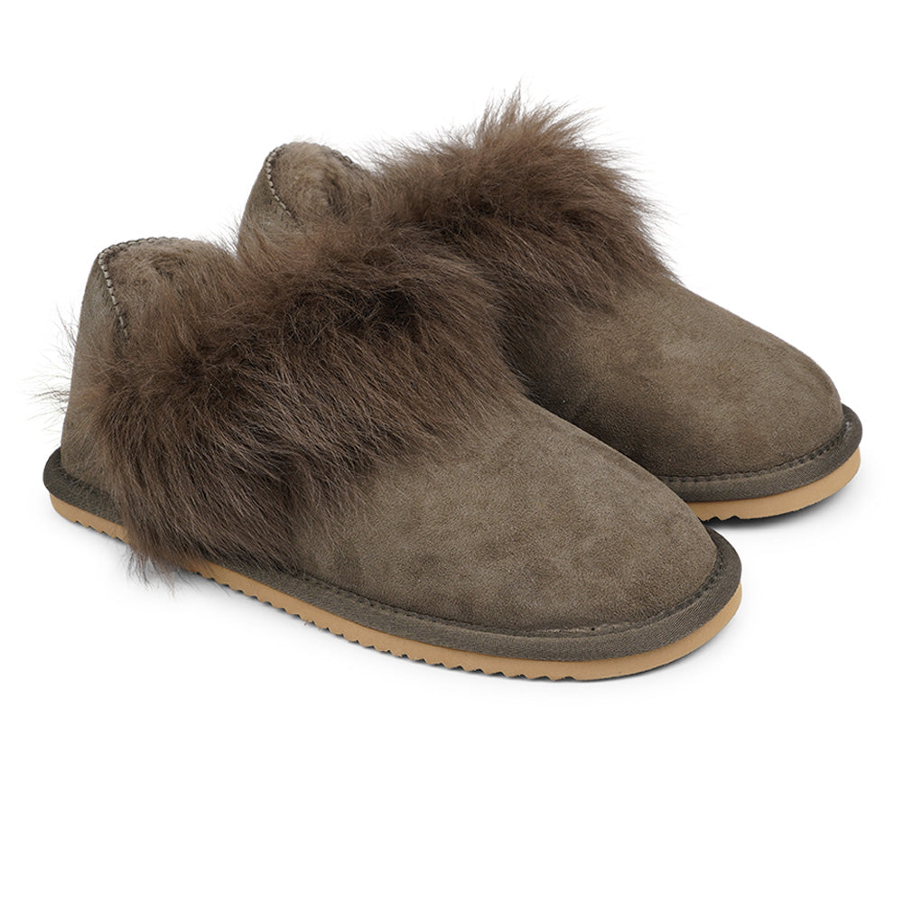 Leather discount shearling slippers