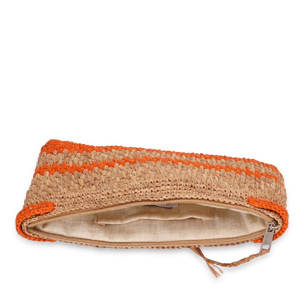 Meliso Stripe - Crochet raffia clutch