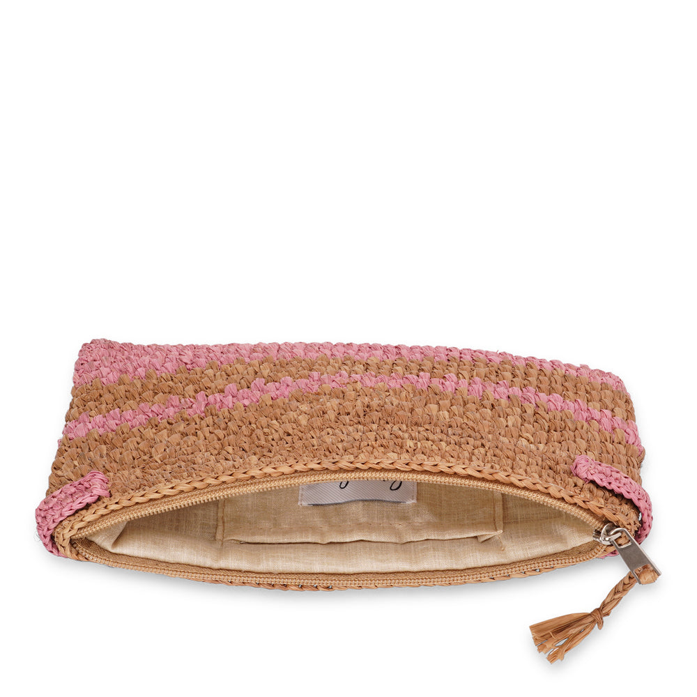 Meliso Stripe - Crochet raffia clutch