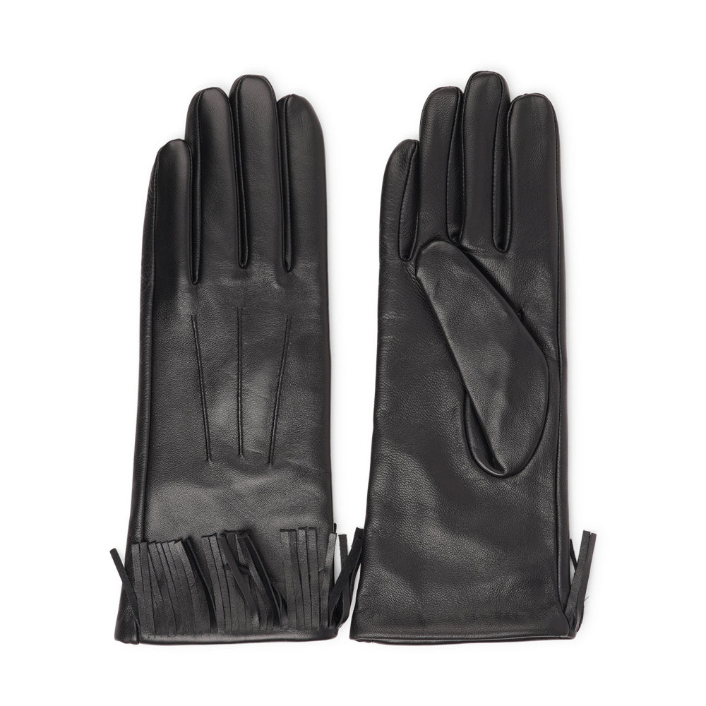 Lovelies Studio - The Pordenone gloves offer a perfect blend of bold style and luxurious comfort. Crafted from premium leather, they feature eye-catching fringe detailing for a unique look.

Lined with soft cashmere, these gloves ensure warmth and elegance, making them a standout accessory for the colder months.