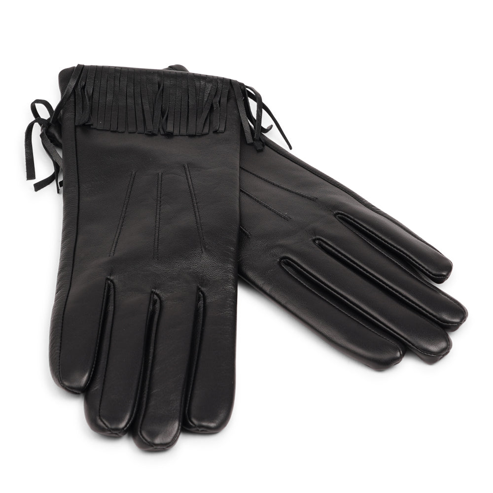 Lovelies Studio - The Pordenone gloves offer a perfect blend of bold style and luxurious comfort. Crafted from premium leather, they feature eye-catching fringe detailing for a unique look.

Lined with soft cashmere, these gloves ensure warmth and elegance, making them a standout accessory for the colder months.