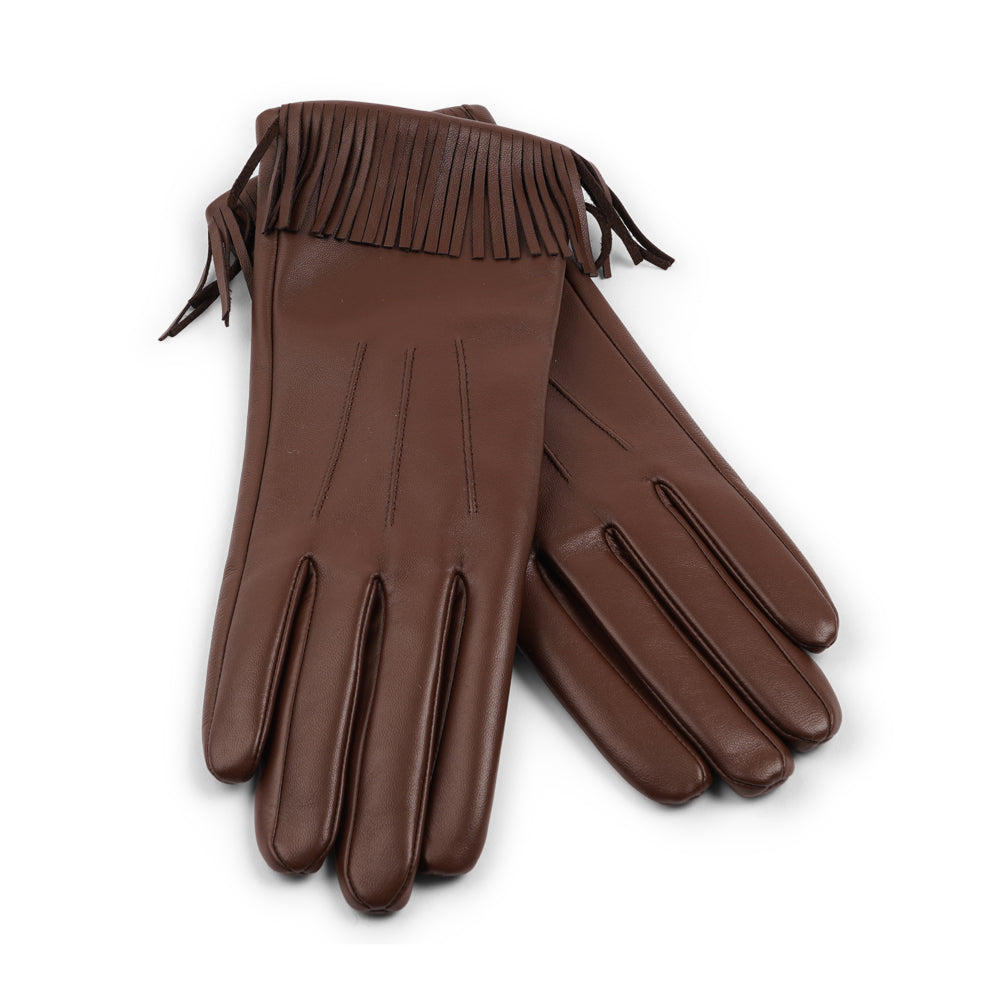 Lovelies Studio - The Pordenone gloves offer a perfect blend of bold style and luxurious comfort. Crafted from premium leather, they feature eye-catching fringe detailing for a unique look.

Lined with soft cashmere, these gloves ensure warmth and elegance, making them a standout accessory for the colder months.