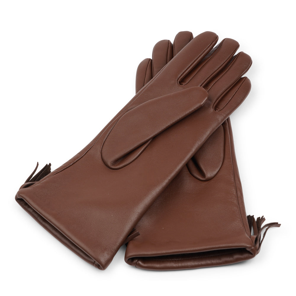 Lovelies Studio - The Pordenone gloves offer a perfect blend of bold style and luxurious comfort. Crafted from premium leather, they feature eye-catching fringe detailing for a unique look.

Lined with soft cashmere, these gloves ensure warmth and elegance, making them a standout accessory for the colder months.