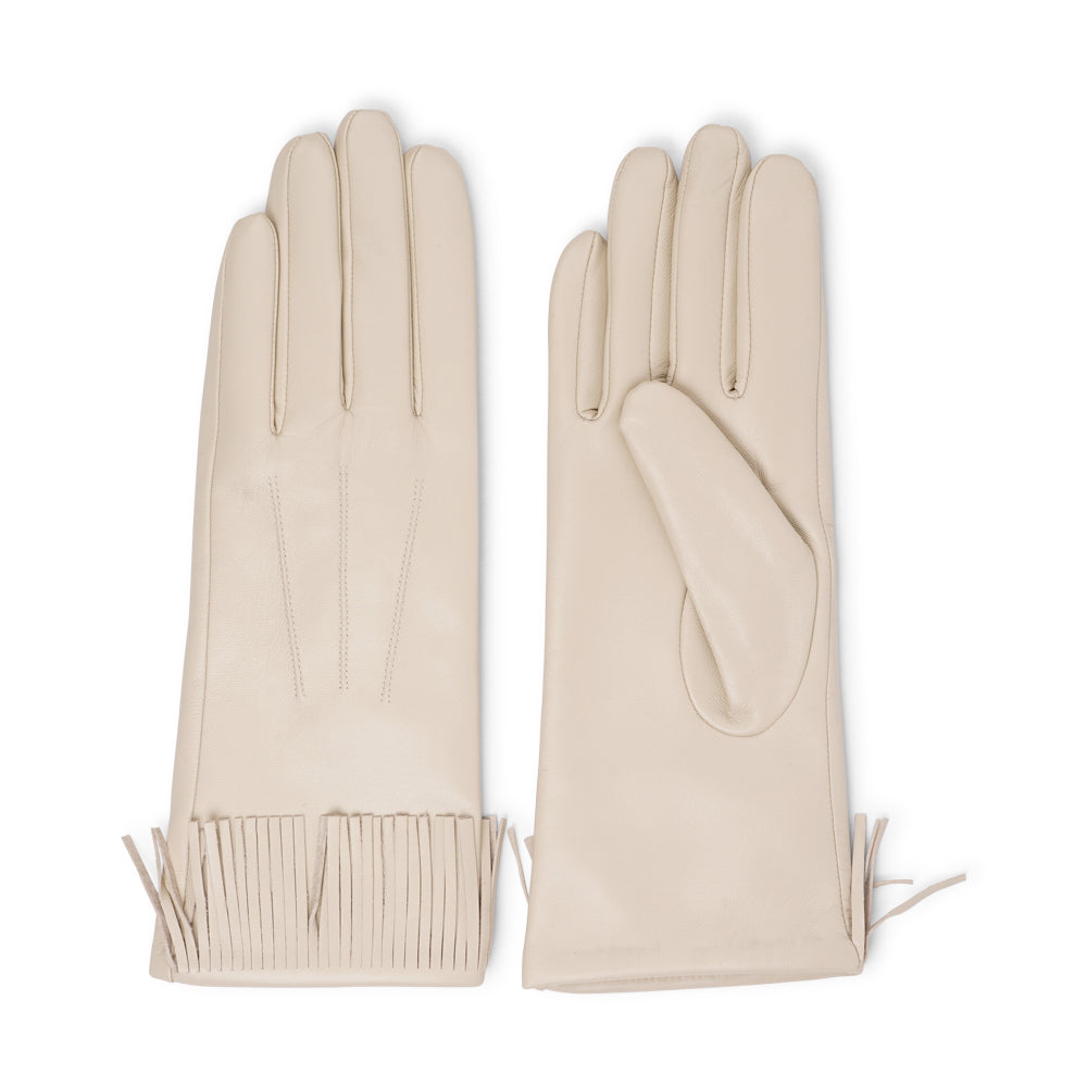 Lovelies Studio - The Pordenone gloves offer a perfect blend of bold style and luxurious comfort. Crafted from premium leather, they feature eye-catching fringe detailing for a unique look.

Lined with soft cashmere, these gloves ensure warmth and elegance, making them a standout accessory for the colder months.