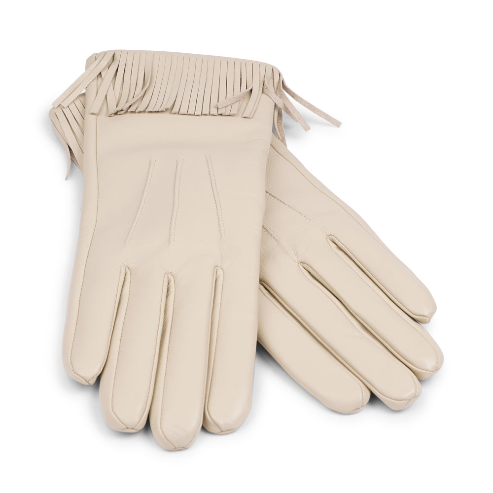 Lovelies Studio - The Pordenone gloves offer a perfect blend of bold style and luxurious comfort. Crafted from premium leather, they feature eye-catching fringe detailing for a unique look.

Lined with soft cashmere, these gloves ensure warmth and elegance, making them a standout accessory for the colder months.