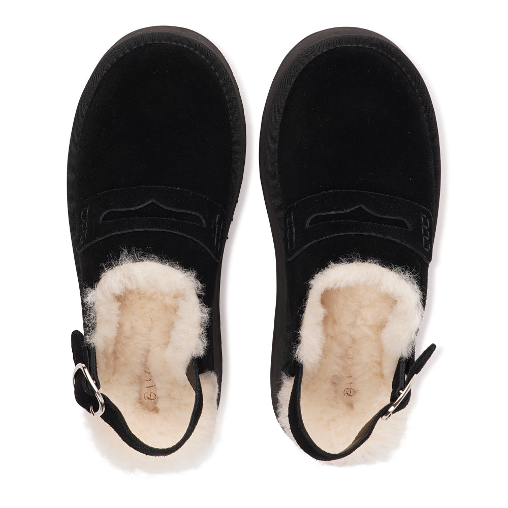 Step into a world of luxury and coziness with our Siple suede mules. Crafted with the finest suede, these mules are designed to provide not only elegance but also ultimate comfort for your feet. The sumptuous shearling lining ensures your feet stay warm and snug, making them the perfect choice for colder days.

The standout feature of the Siple mules is the adjustable heel strap, allowing you to customize the fit to your liking. This ensures a secure and comfortable feel as you walk, no matter where your da