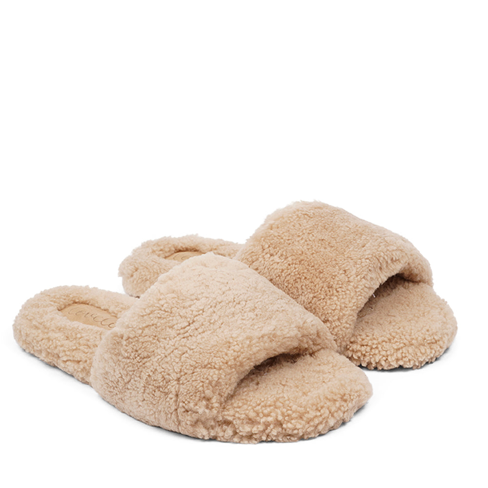 Shearling open best sale toe slippers